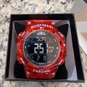 Invicta Racing Burnout Digital Men’s Watch 52mm Transparent Red